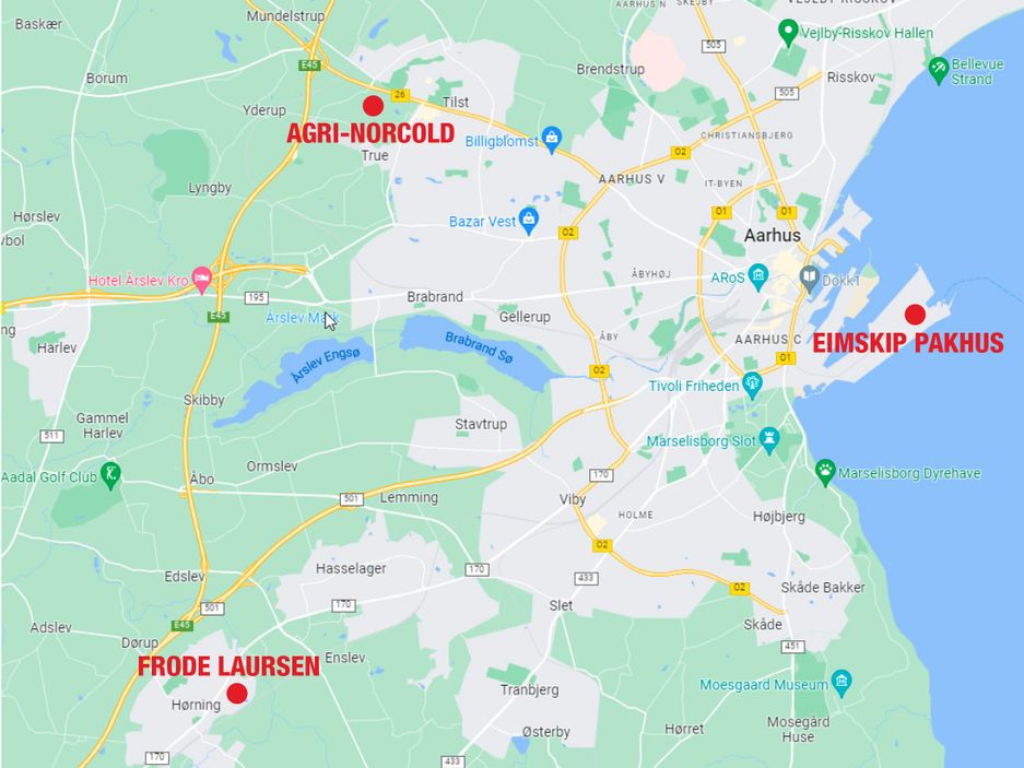 Map of Delivery Points in Aarhus
